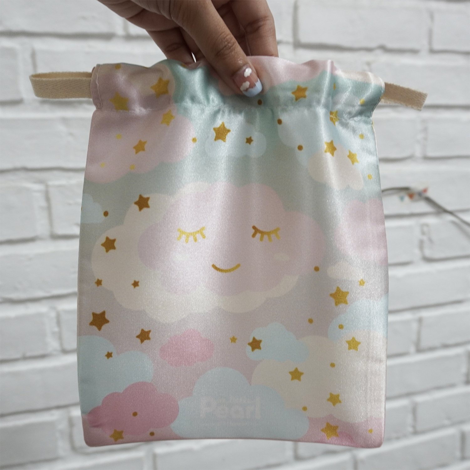 ผ้าคลุมให้นม สั่งทำใส่ชือ ลาย Moon - Mint Pink