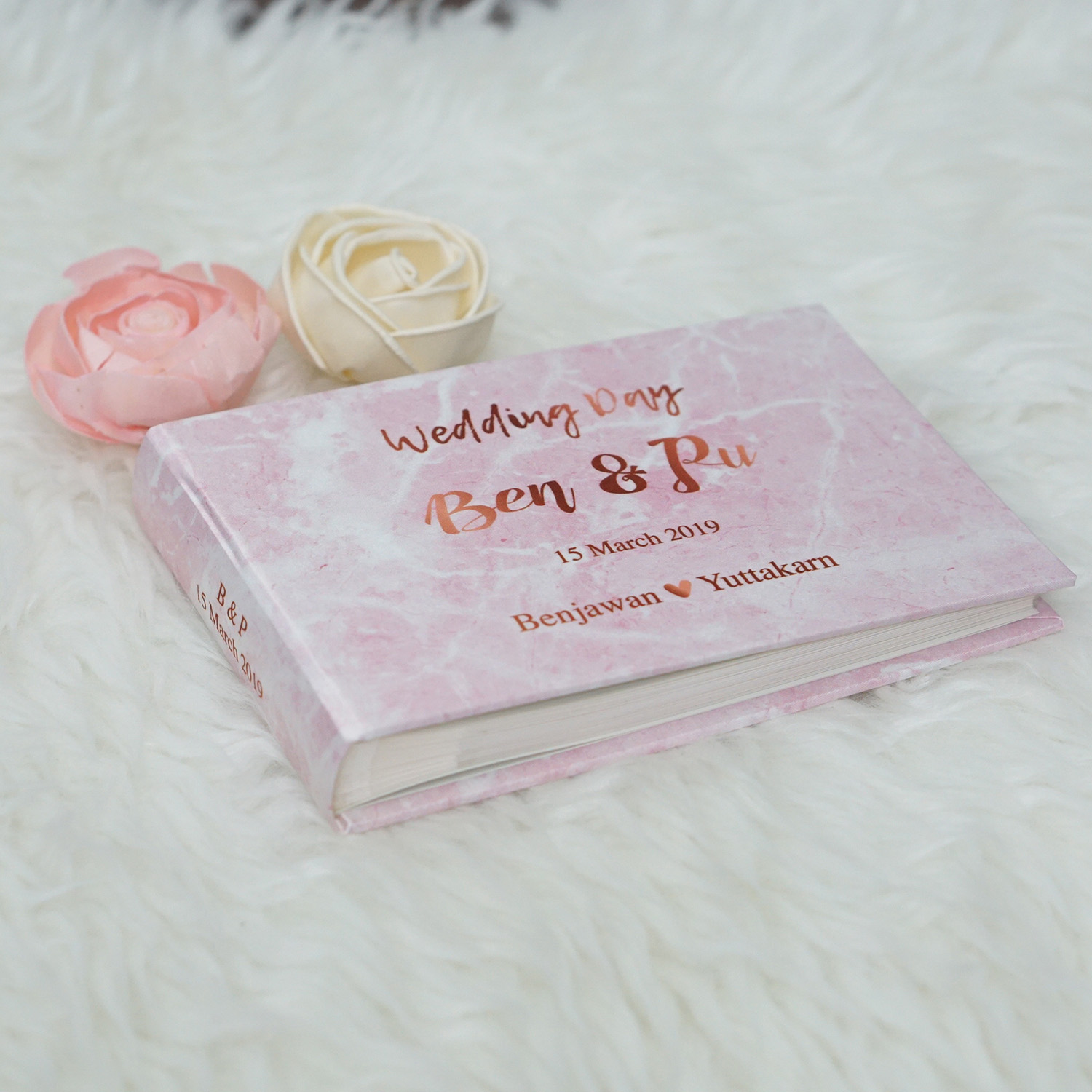 อัลบั้มสั่งทำใส่ชื่อ ลายหินอ่อนสีชมพู - Pink Marble - Copper