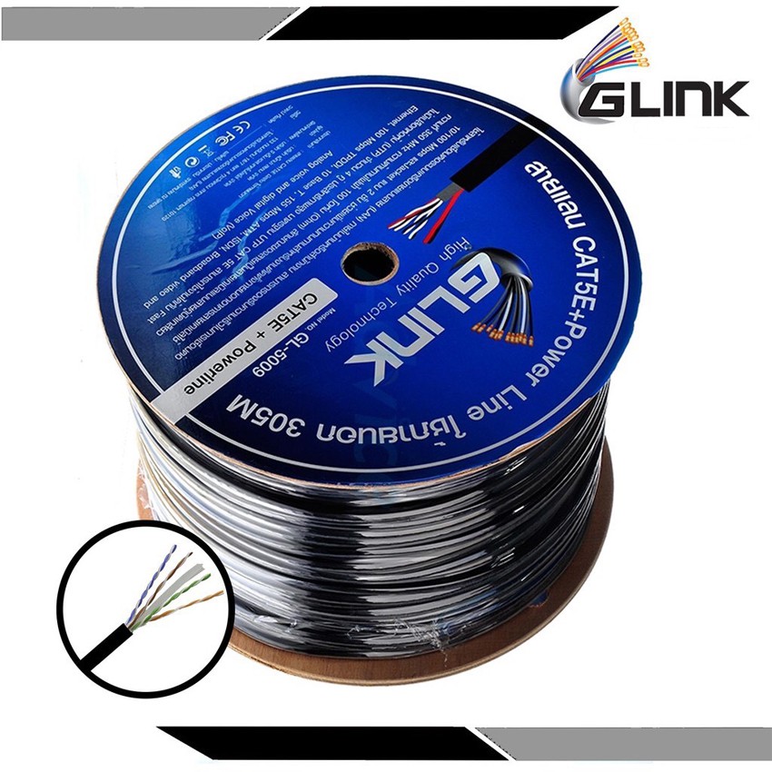 ขายถูก Glink GL5009 Cat 5E+Powerline 300M สำหรับใช้ภายนอกอาคาร