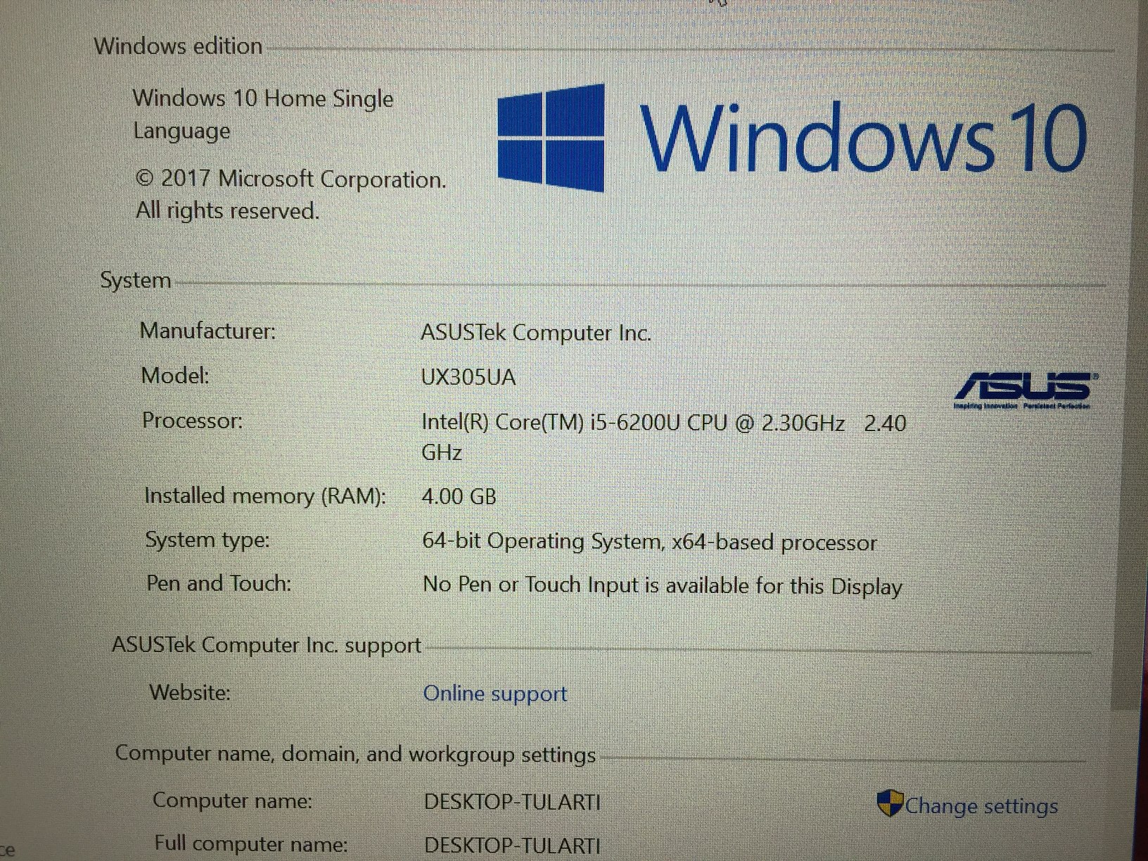ASUS ZenBook UX305U i5-6200 SSD256