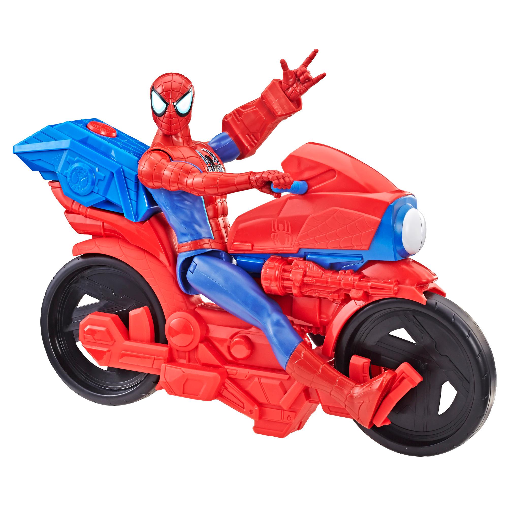 Hasbro Marvel Titan Hero Series Spider-Man Figure with Power FX Cycle Plays Sounds and Phrases ฮาสโบร มาร์เวล หุ่นโมเดลฟิกเกอร์ สไปเดอร์แมน ขนาด 12 นิ้ว มีเสียง พร้อมมอเตอร์ไซด์ ลิขสิทธิ์แท้