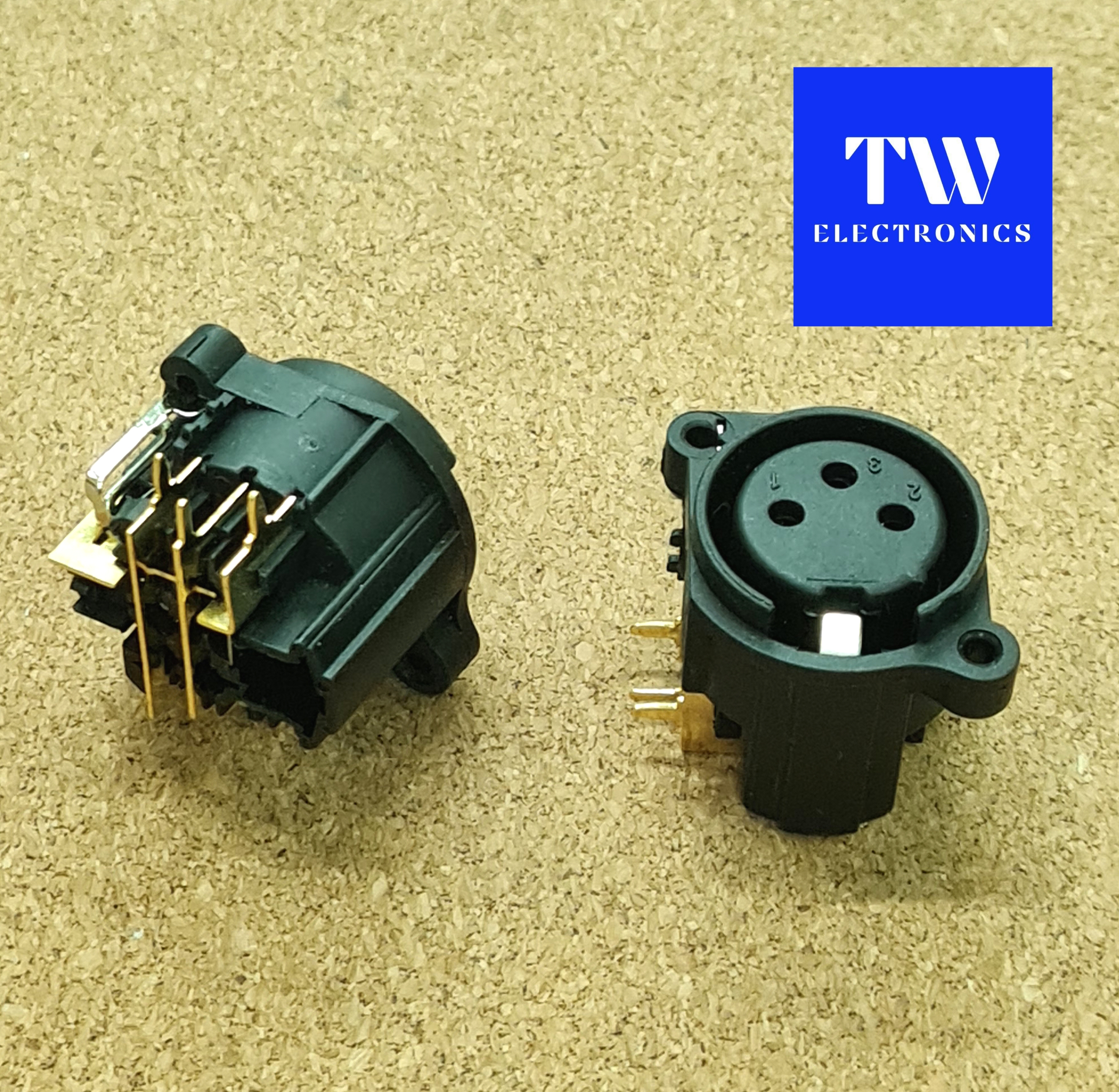 XLR 3P ตัวเมีย ลงปริ้นท์ ขาข้าง