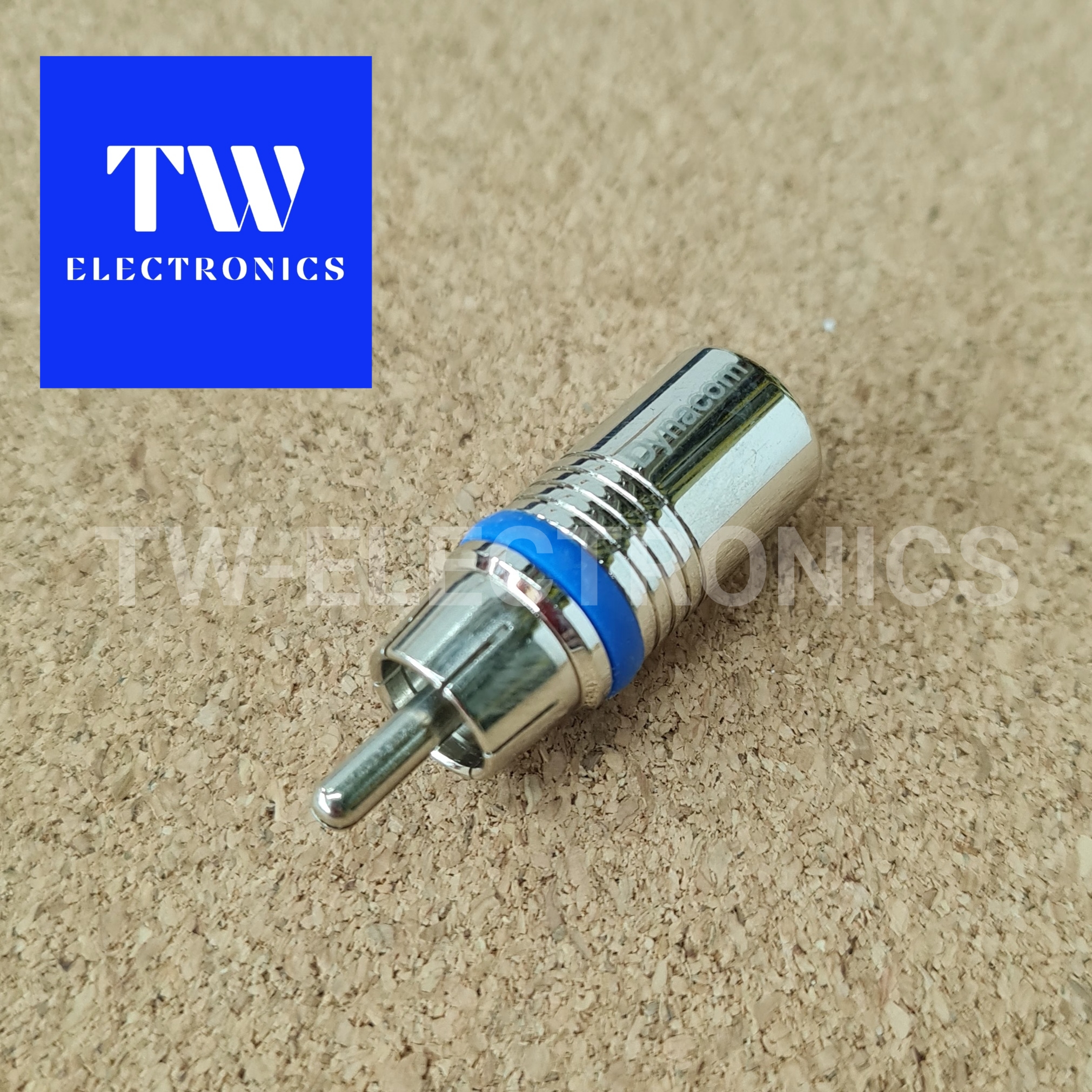 RCA ตัวผู้ (4mm) Dynacom Nickel,คาดน้ำเงิน