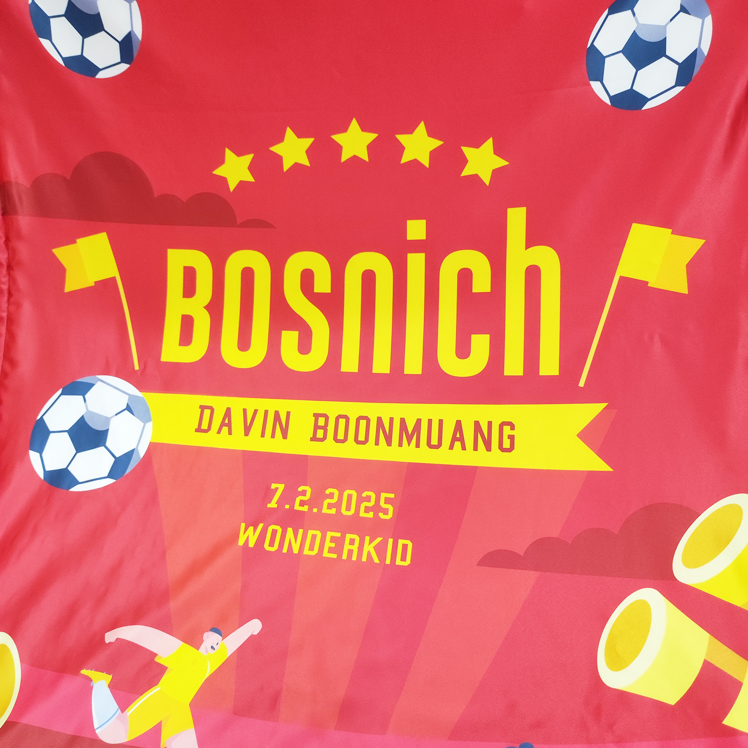 ผ้าห่มสั่งทำใส่ชื่อ Football - Red