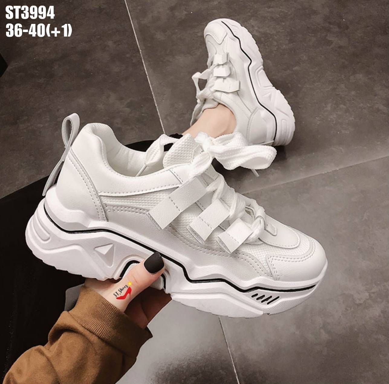 รองเท้าผ้าใบSportแต่งเมจิกเทป (สีขาว)