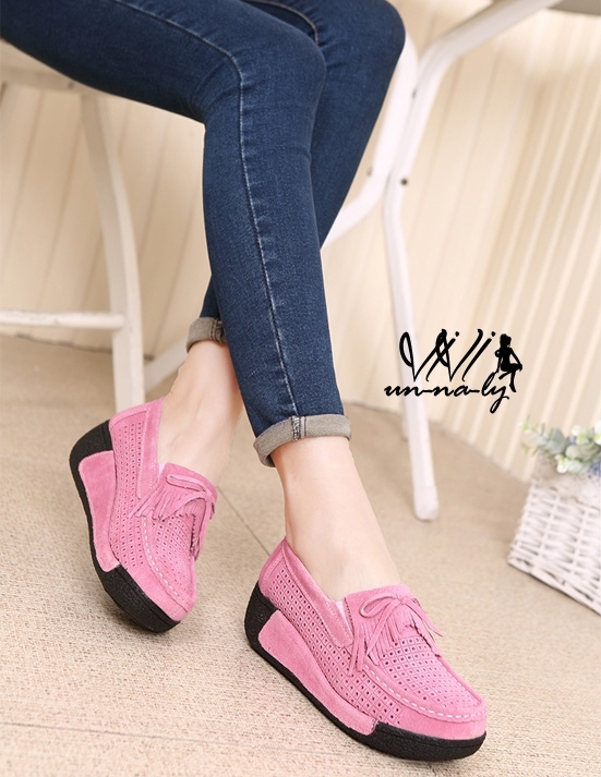 รองเท้า Moccasin ฉลุลาย (สีชมพู)