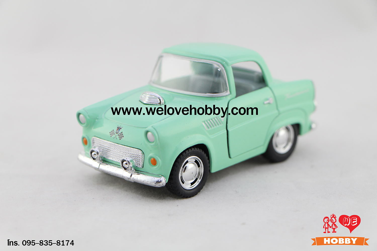 โมเดลรถคลาสสิค 1955 Ford Thunderbird ไซส์เล็ก สีเขียว Scale : 4”