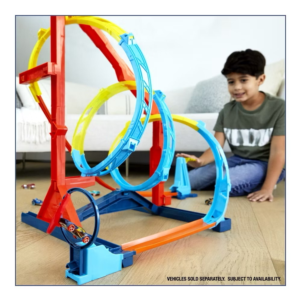 Hot Wheels Track Builder Unlimited Corkscrew Twist Kit ฮอตวีลแทร็กบิลเดอร์ ชุดรางเกลียวชนเป้า (HDX79) ลิขสิทธิ์แท้