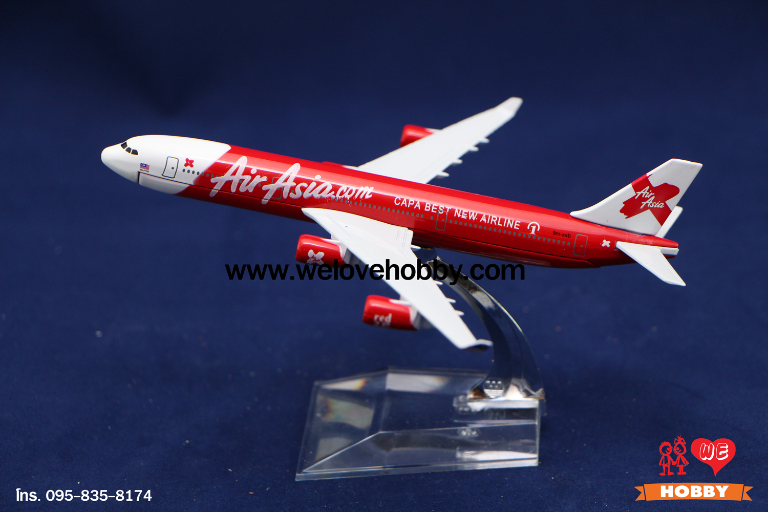 โมเดลเครื่องบิน แอร์เอเชีย เอ็กซ์ Air Asia X (Airbus A340) 4 ไอพ่น สีแดง