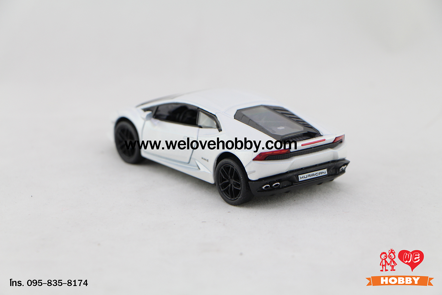โมเดลรถซุปเปอร์ คาร์ Lamborghini Huracán LP610-4 สีขาว Scale 1:36