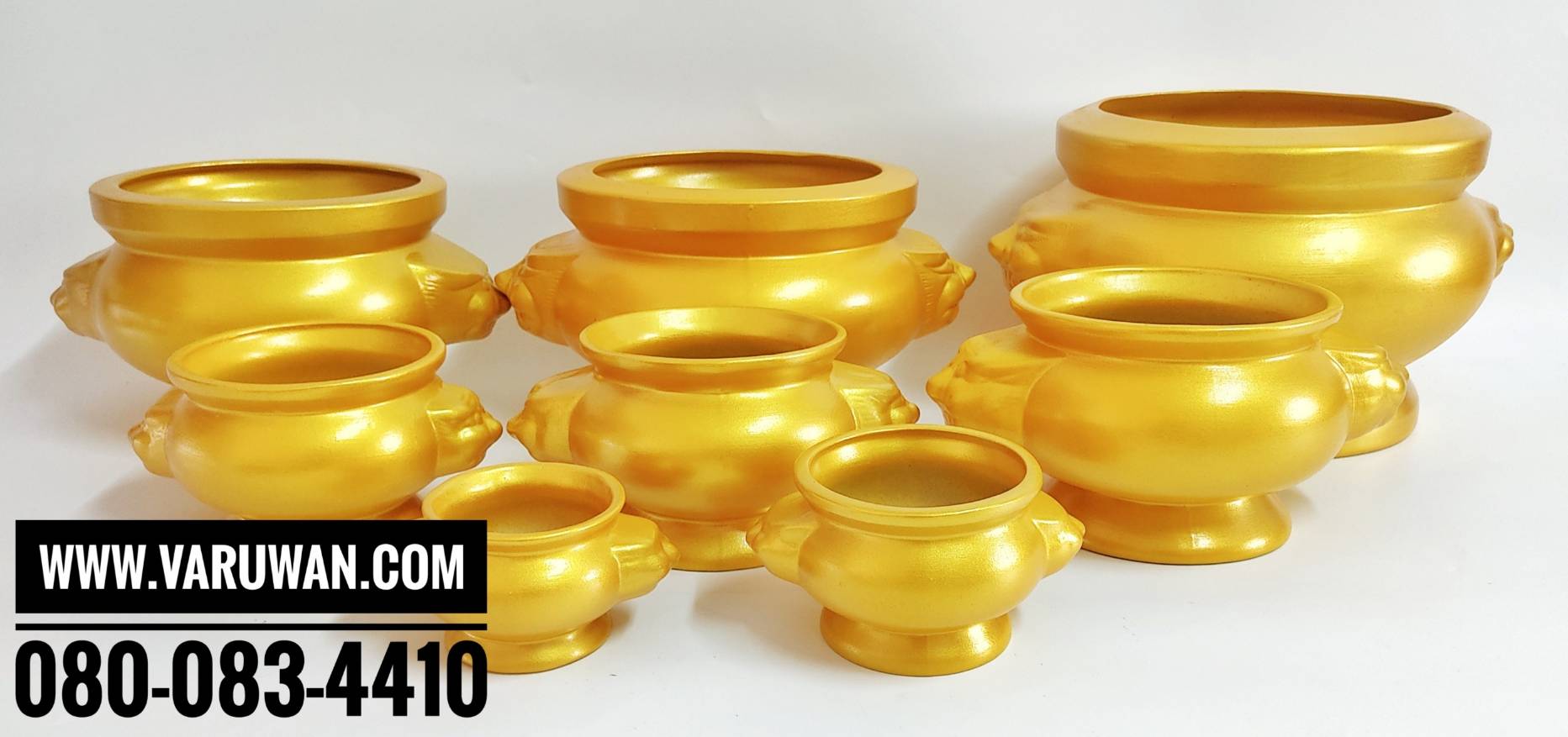 กระถางธูปหัวสิงห์เซรามิก สีทอง (บรรจุ 10 ใบ)