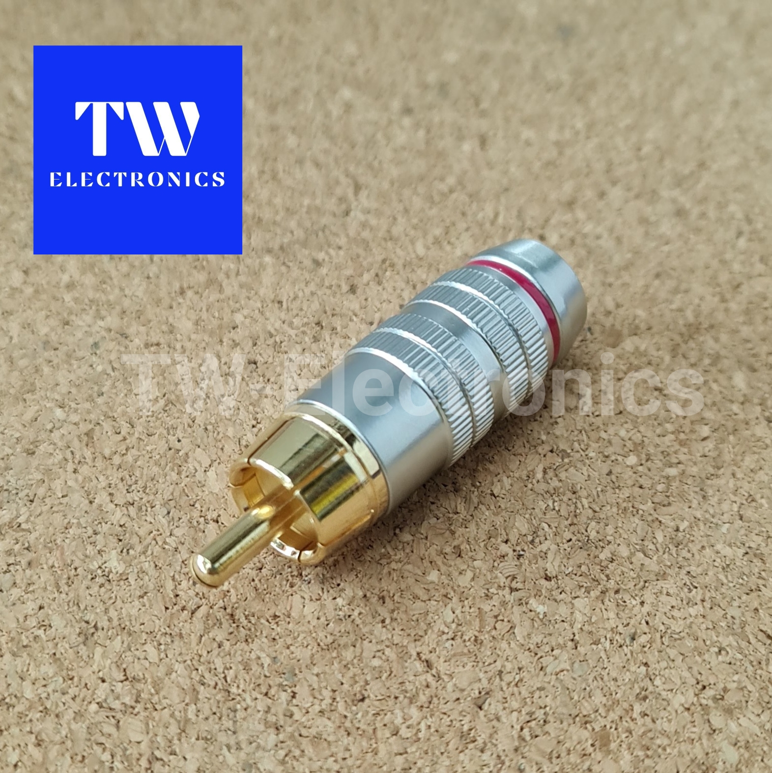 หัวRCA (ตัวผู้) บรอนด์เทา (ท้าย 7-8mm) / คาดสีแดง