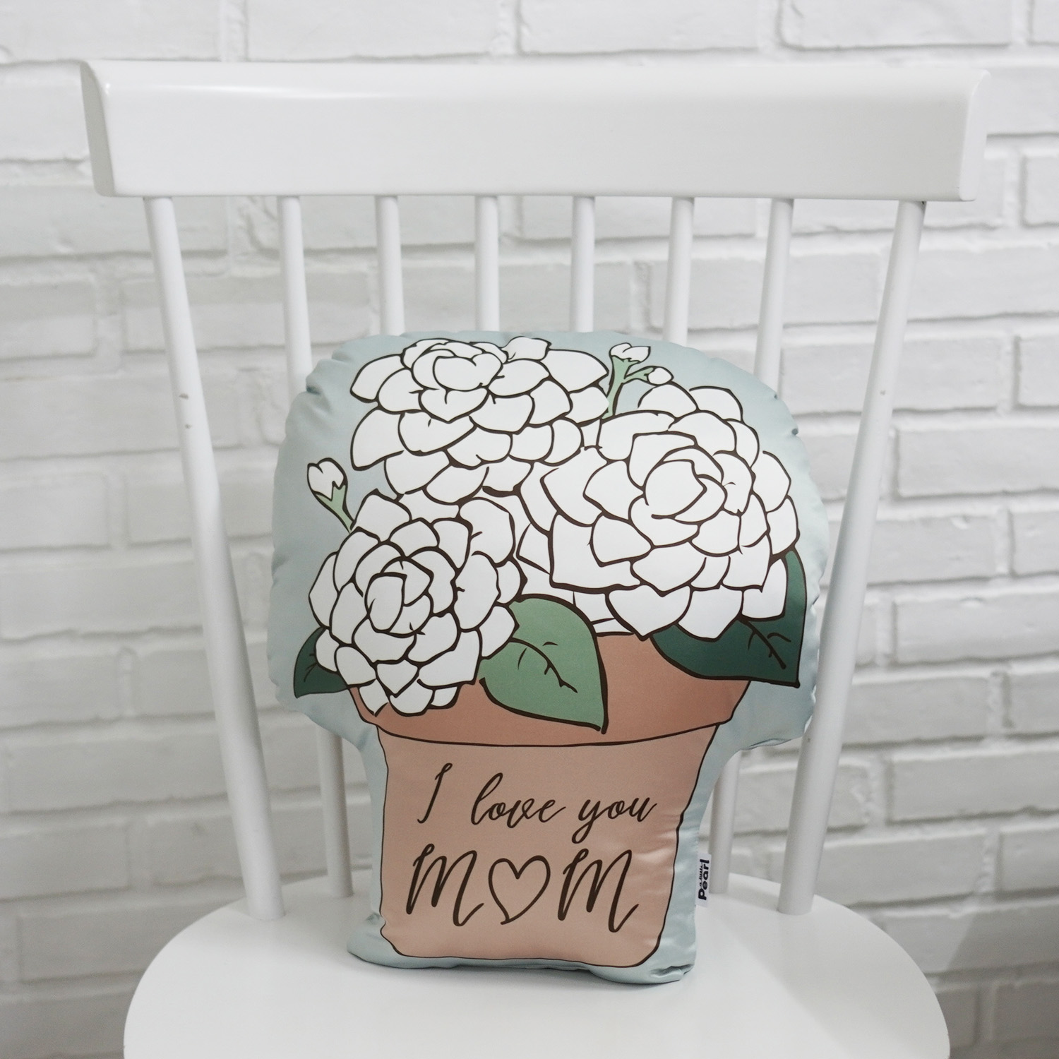 หมอนของขวัญวันแม่ แบบพร้อมส่ง ลายดอกมะลิ Jasmine in Clay pot