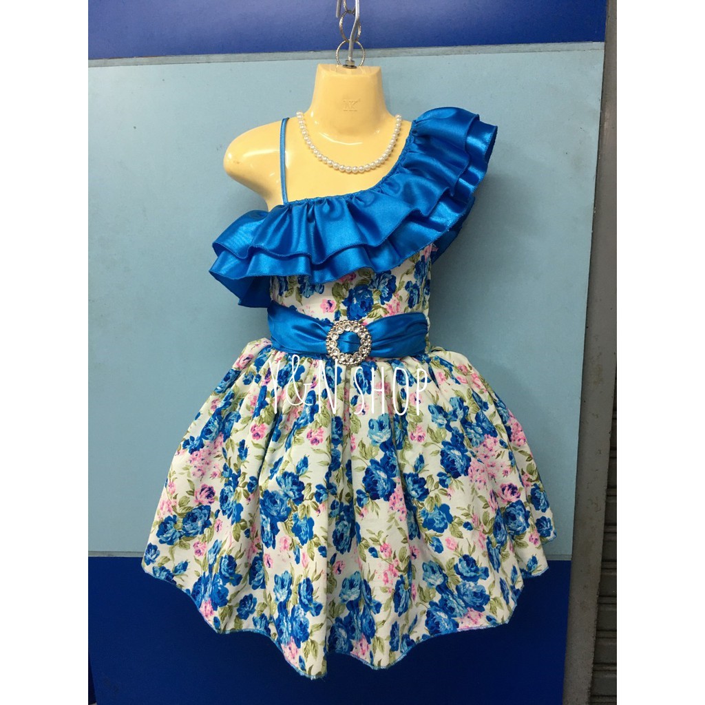 ชุดลายดอก-ระบายเฉียง ชุดดรัมเมเยอร์เด็ก ชุดเชียร์ลีดเดอร์เด็ก