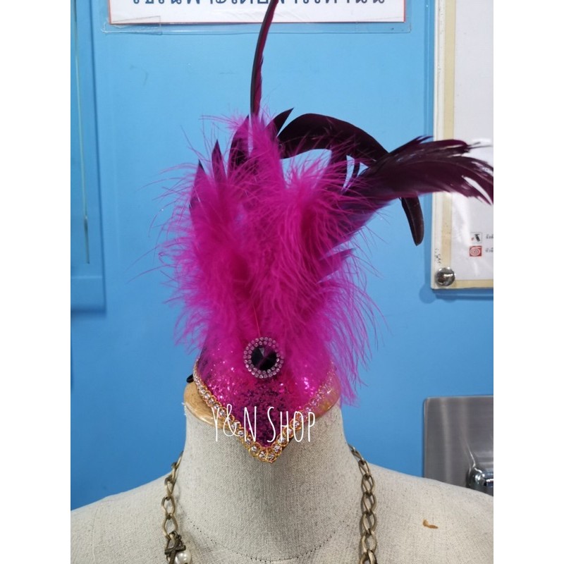 หมวกดรัมเมเยอร์เด็กผู้หญิง หมวกพาเหรด สีสันสดใส งานแสดง อนุบาล ประถม | หมวกขนนก Y&NShop