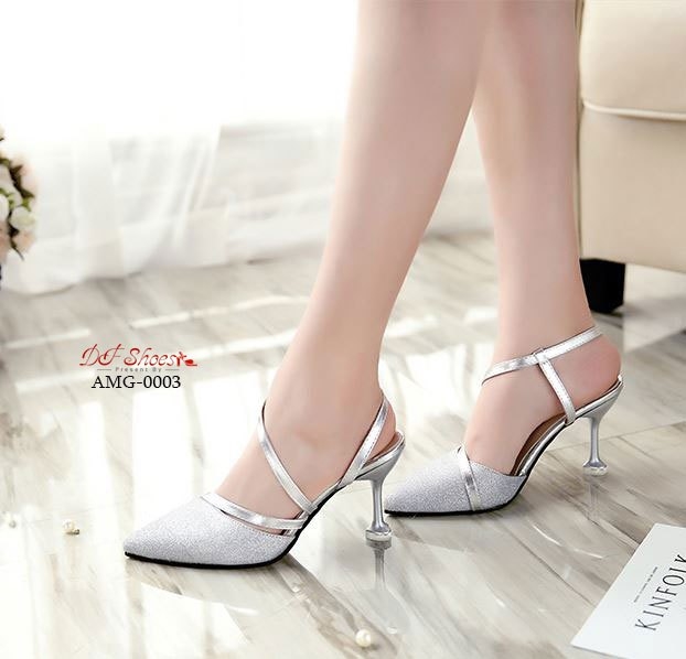 รองเท้าส้นสูงสายไขว้กลิตเตอร์ (สีทอง)