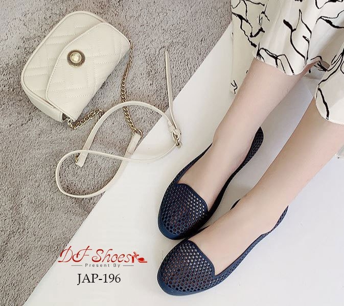 รองเท้าส้นแบนซิลิโคนนิ่ม (สีน้ำเงิน)