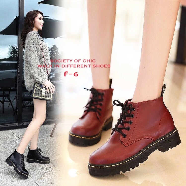 รองเท้าผ้าใบหุ้มข้อสไตล์ Dr.matens (สีเลือดหมู)