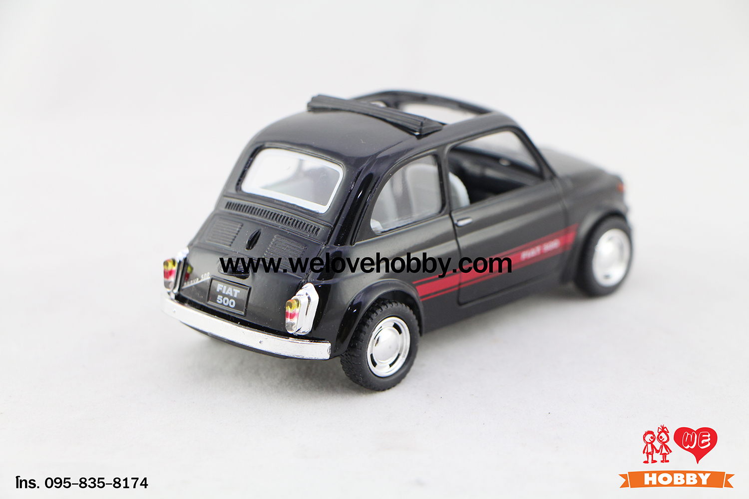 โมเดลรถเฟียต Fiat 500 สีดำ Scale 1:24