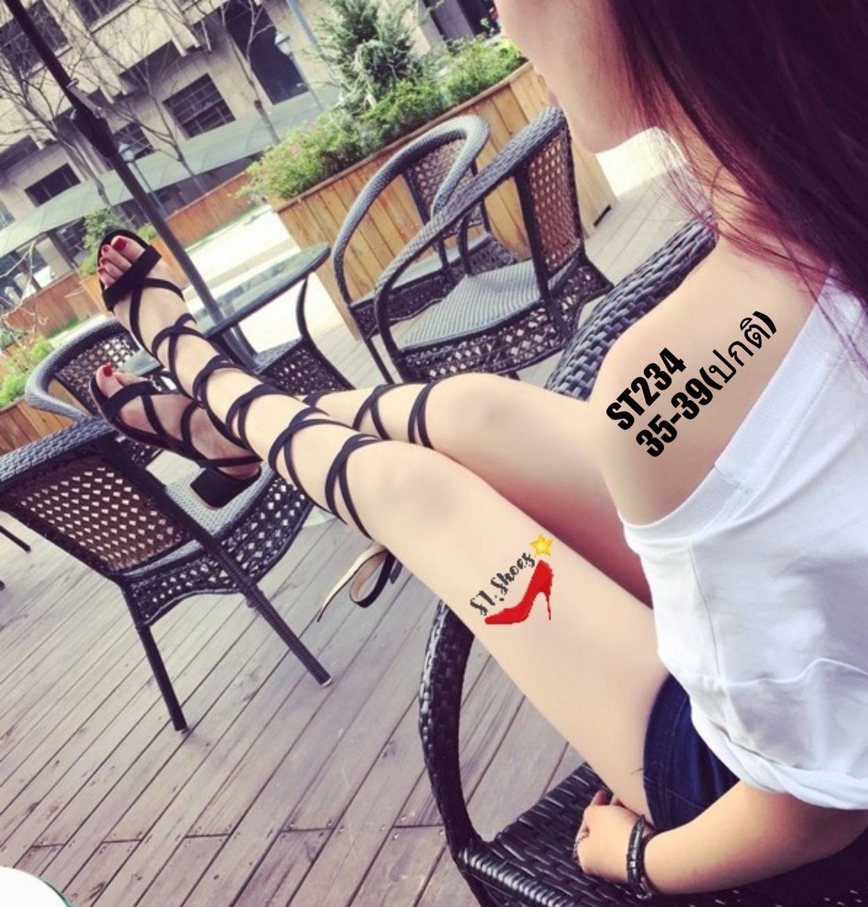 รองเท้า Gladiator ส้นตัน (สีน้ำตาล)