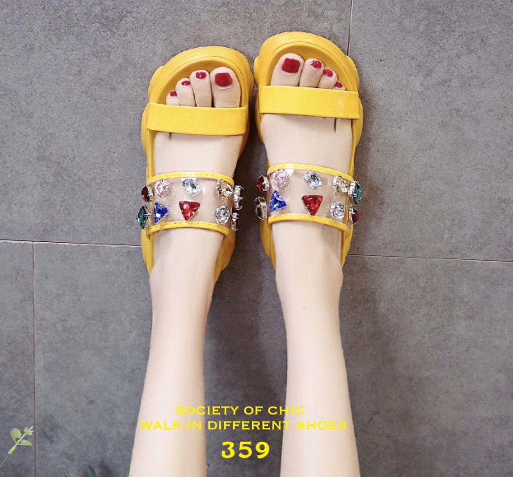 รองเท้าแตะเสริมส้นสไตล์Sportแต่งเพชร (สีขาว)