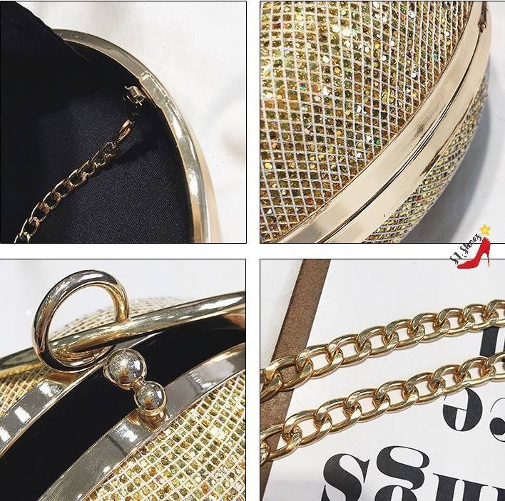 กระเป๋ากลิตเตอร์ทรงกลม (สีเทา)