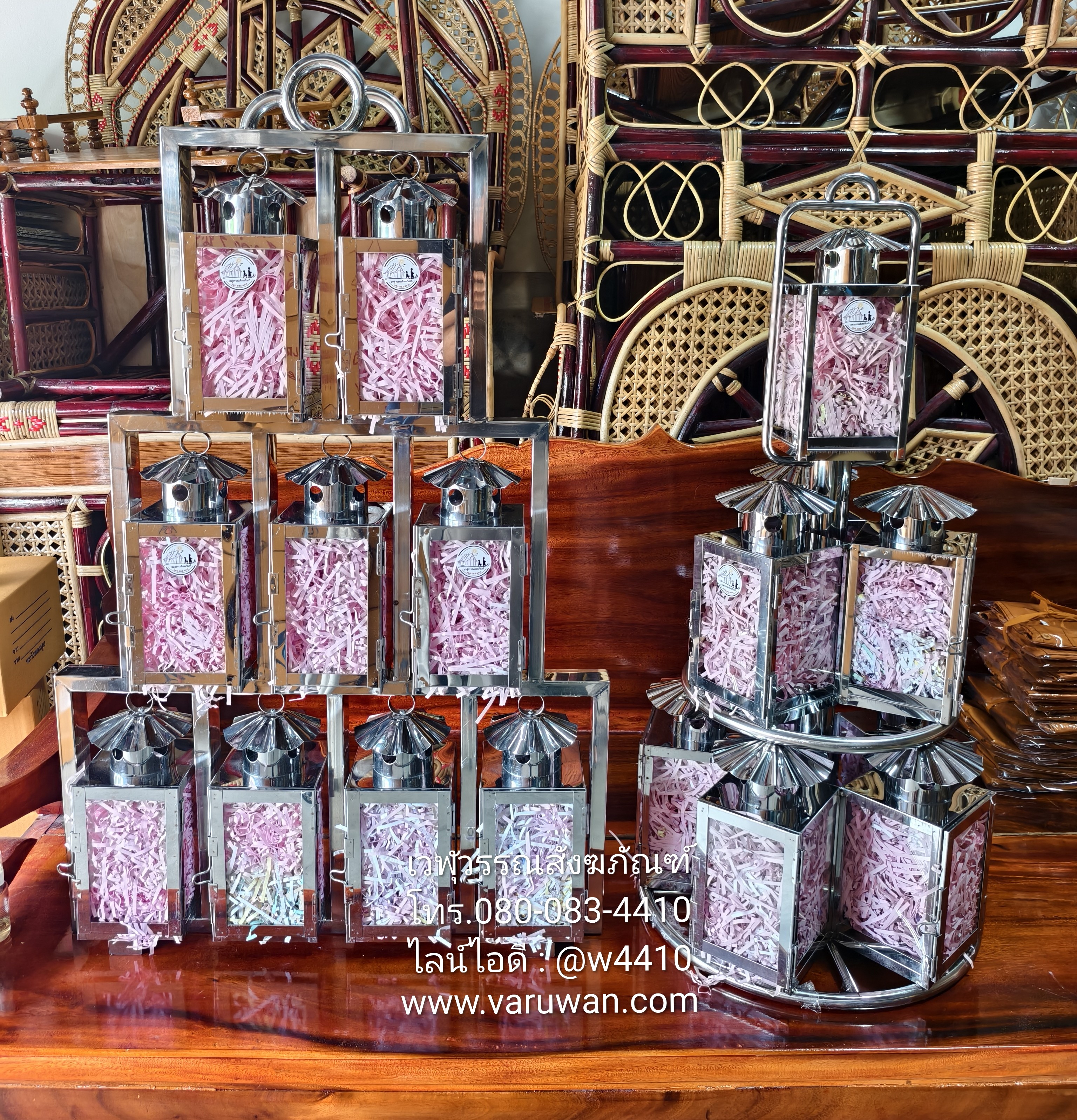 ตะเกียงโกเต้ง 9 ดวง สแตนเลส (ตะเกียงยอดเสาศาลเจ้า)