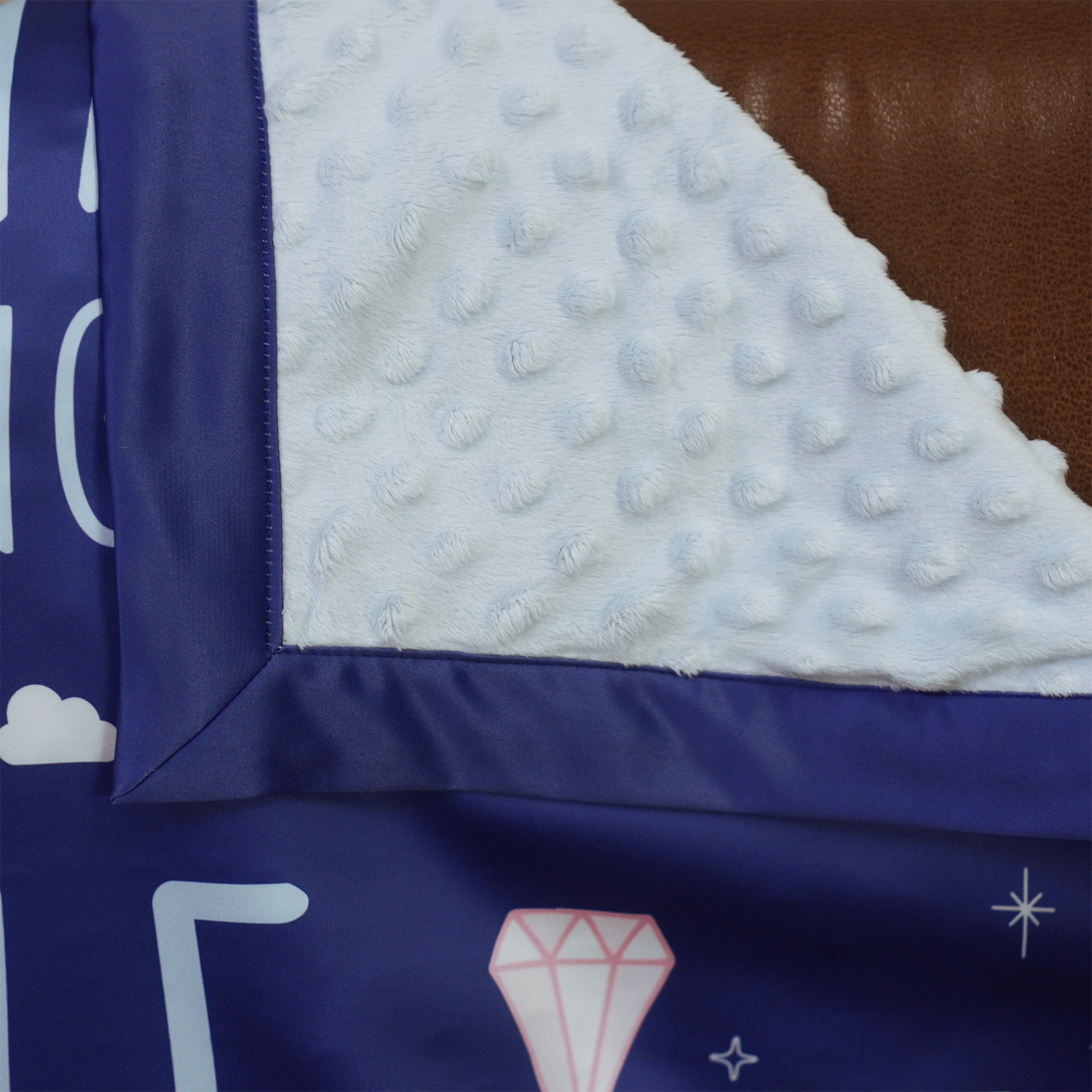 ผ้าห่มเด็ก สั่งทำใส่ประวัติแรกเกิด ลายเสือ ปีขาล Tiger with diamond - Navy