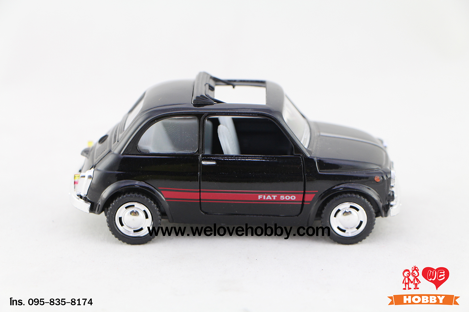 โมเดลรถเฟียต Fiat 500 สีดำ Scale 1:24