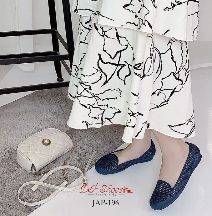 รองเท้าส้นแบนซิลิโคนนิ่ม (สีน้ำเงิน)