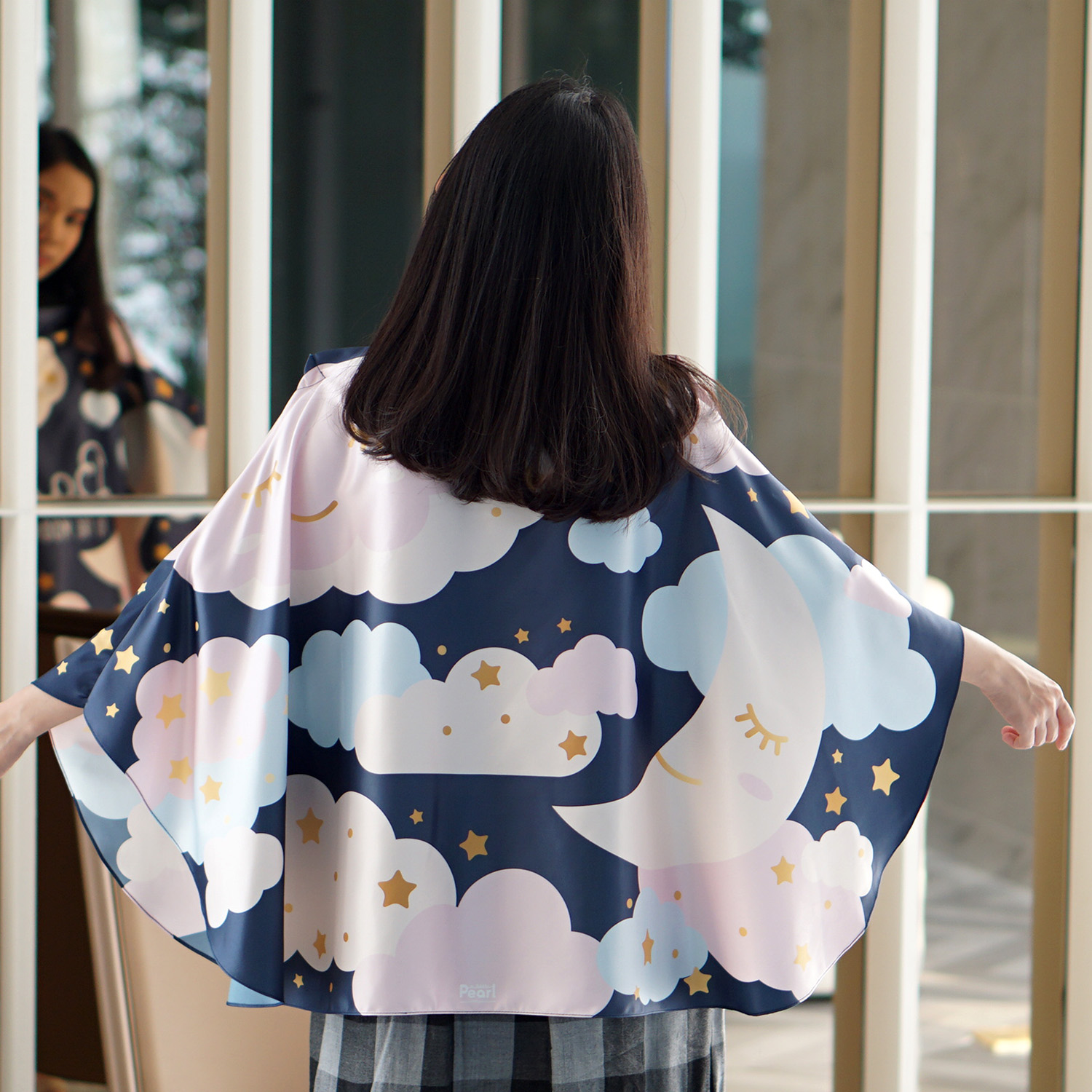 ผ้าคลุมให้นม สั่งทำใส่ชือ ลาย Moon - Navy