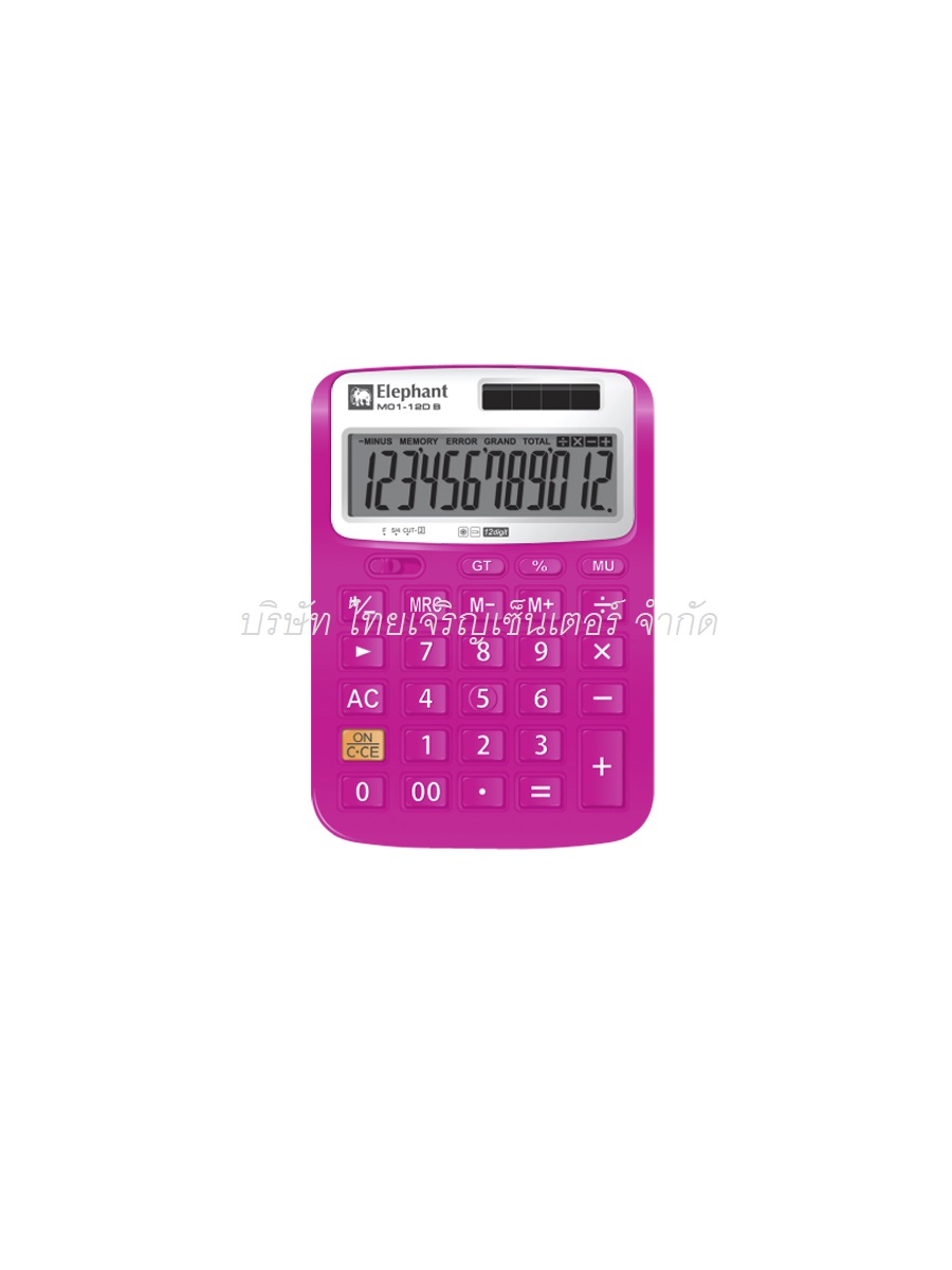 เครื่องคิดเลข ตราช้าง M01-12D P สีชมพู (เครื่อง)