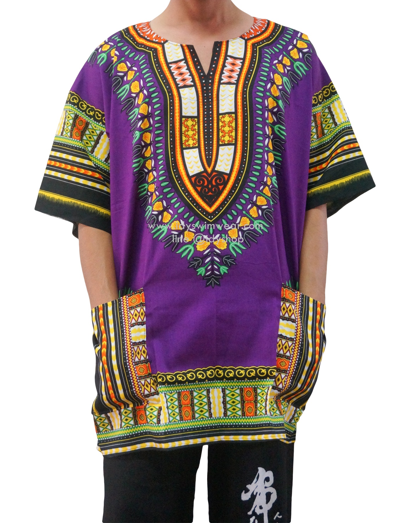 dashiki shirt เสื้อจังโก้ โบฮีเมียน เสื้อชนเผ่า เสื้อแอฟริกา เสื้อวินเทจ ผ้าcotton สี ม่วง