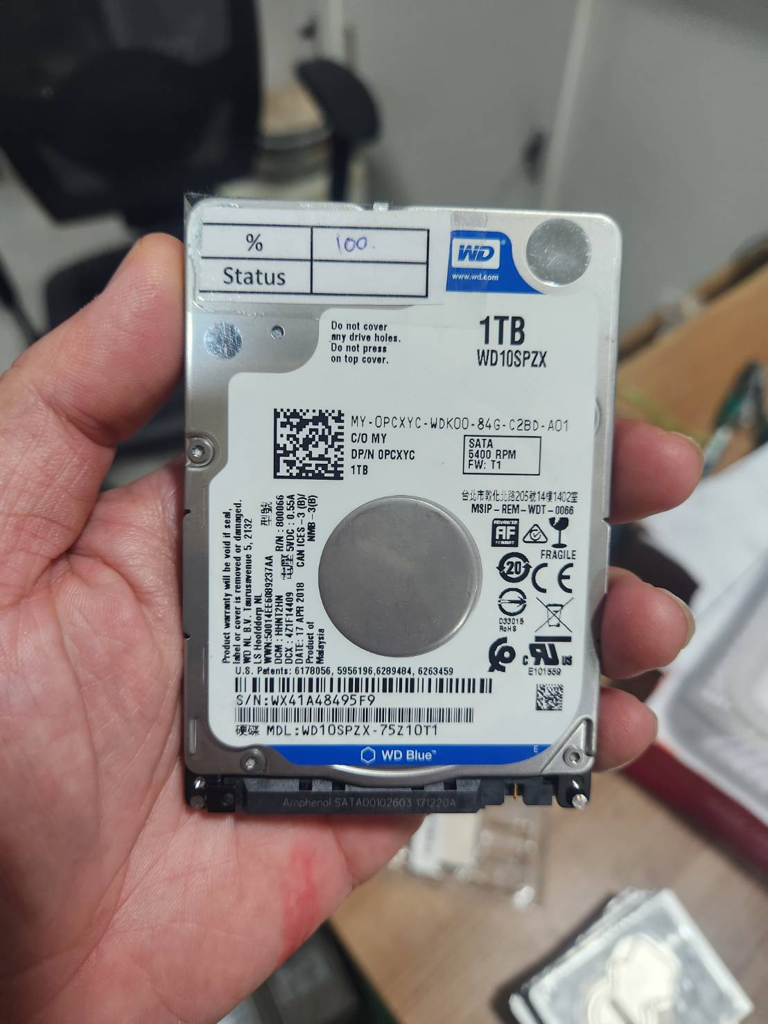 ฮาร์ดดิสก์ 1 TB HDD 2.5 INCH (ฮาร์ดดิสก์โน้ตบุ๊ค) WD BLUE 5400RPM SATA3 (WD10SPZX)