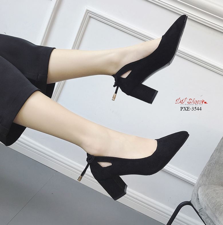 รอเท้าคัชูส้นตี้ยแต่งโบว์หลัง (สีชมพู)