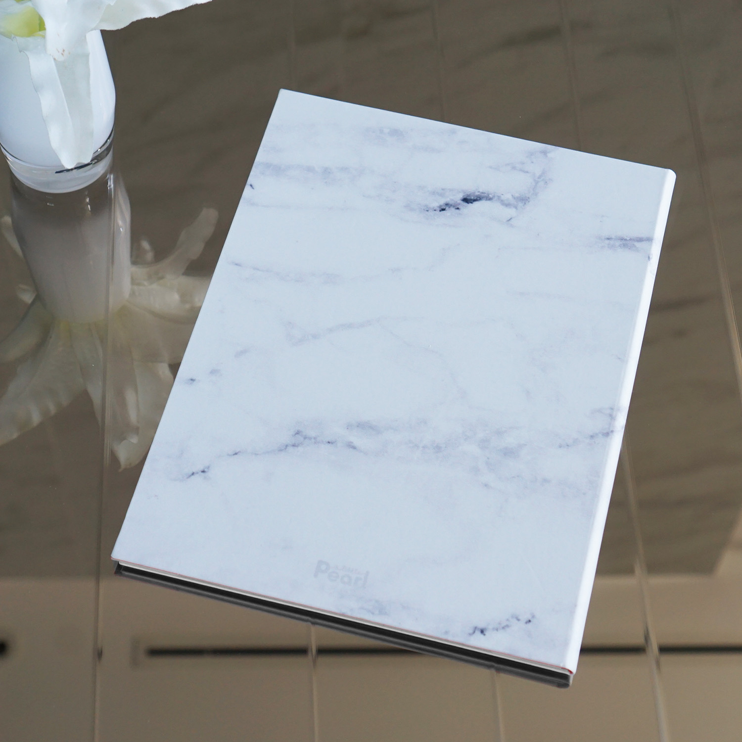 แฟ้มทะเบียนสมรส/สูติบัตร สั่งทำใส่ข้อความ ลาย Marble - Floral Frame
