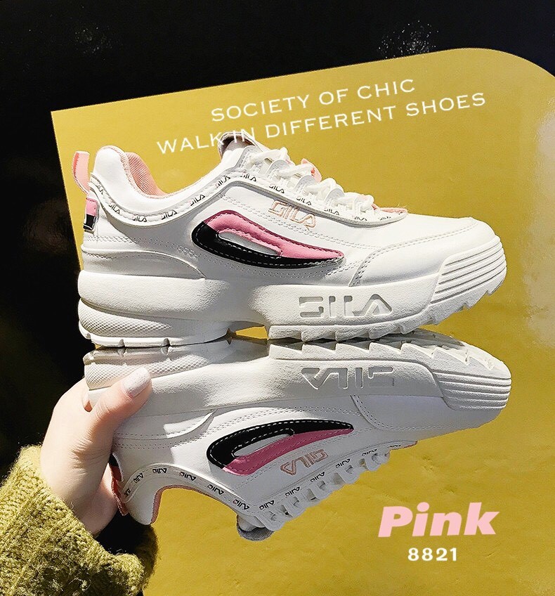 รองเท้าผ้าใบทรงSport Girl แต่งลายแฟชั่น (สีแดง)