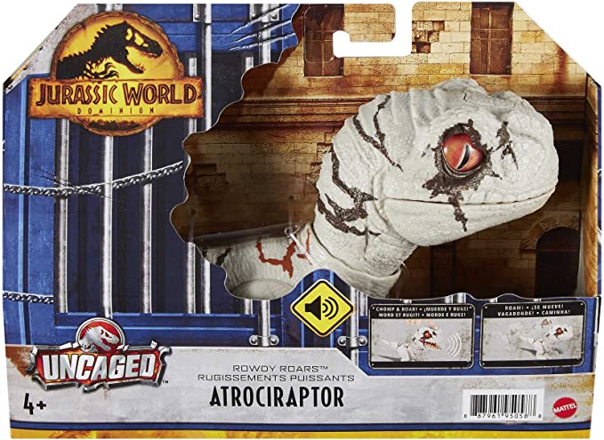 Mattel Jurassic World Uncaged Rowdy Roars Atrociraptor (GWY57) แมทเทล จูราสสิค เวิลด์ ของเล่นแอ็กชั่นฟิกเกอร์ไดโนเสาร์ อโทรซิแรปเตอร์ สีขาว