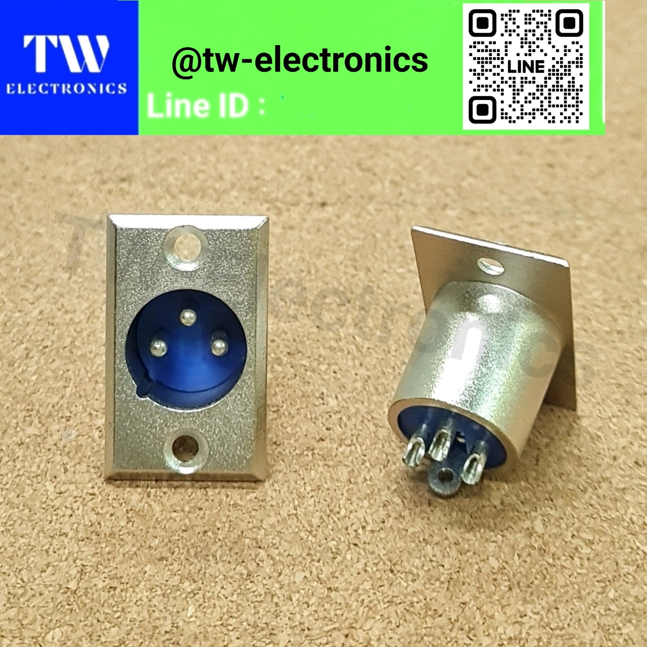 XLR 3P ตัวผู้ ติดแท่น (22×36mm)