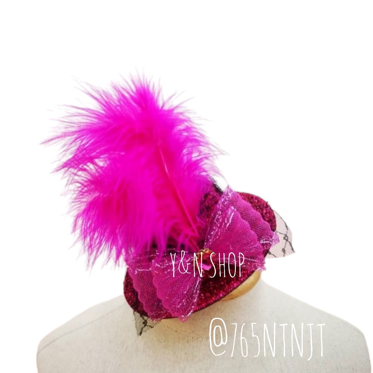 หมวกดรัมเมเยอร์เด็ก ขนนกแฟนซี กิ๊ฟติดผม งานทำมือ|ใช้กับชุดดรัมเมเยอร์เด็กหญิง ชุดกีฬาสีเด็ก Y&N Shop