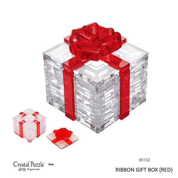 Red Ribbon Gift Box_3D Crystal Puzzle