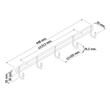 HW206-W206F ขอแขวนแบบหัวแหลม 5 ตัว