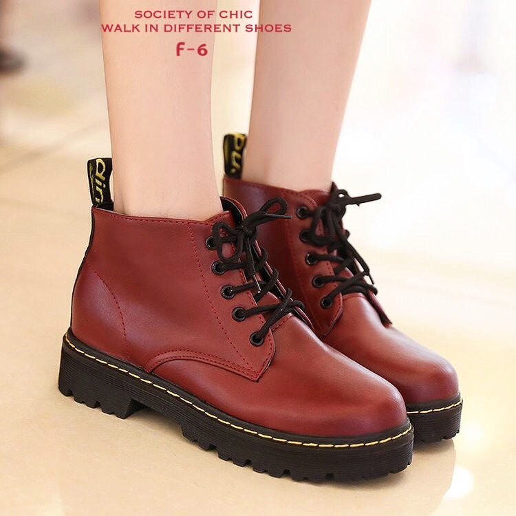 รองเท้าผ้าใบหุ้มข้อสไตล์ Dr.matens (สีเลือดหมู)