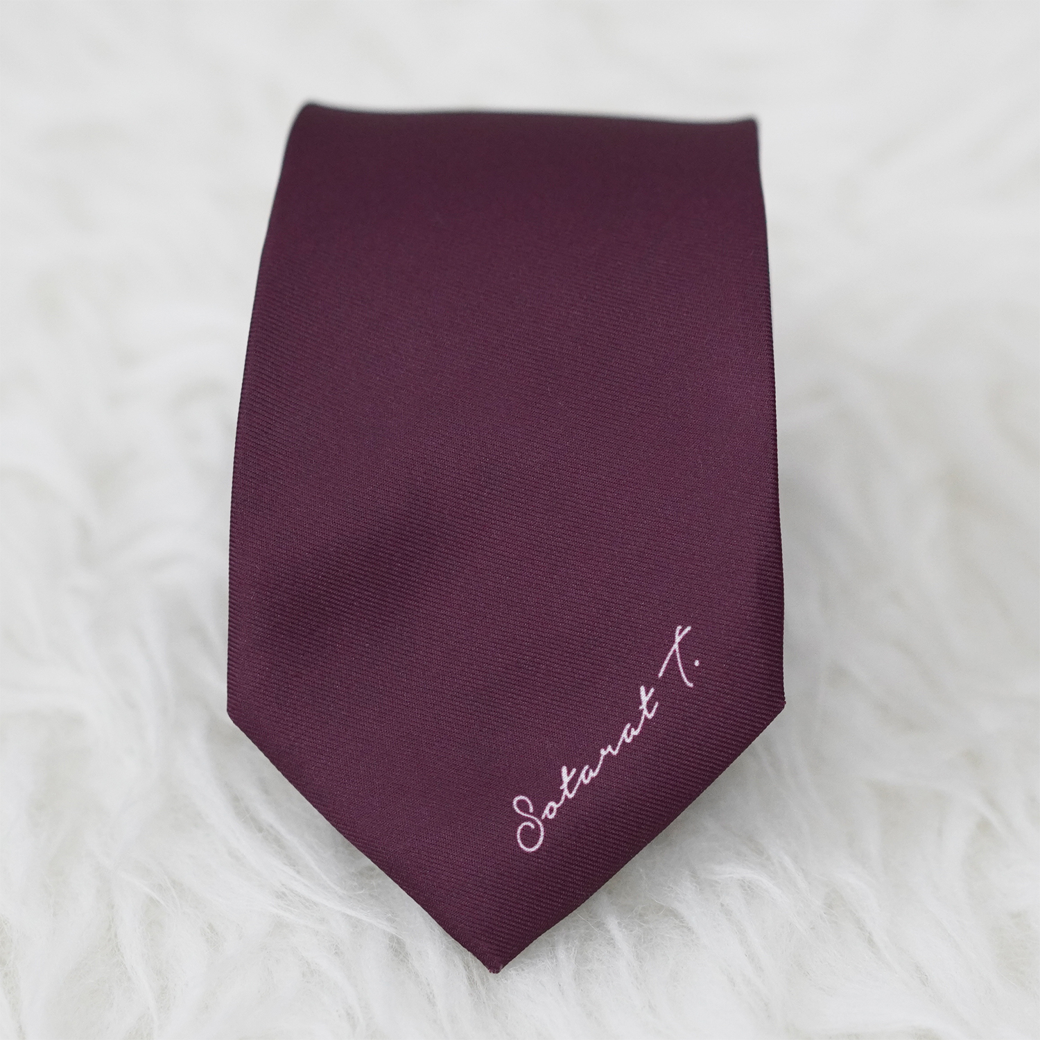เนคไท สั่งทำใส่ชื่อ ขนาด 3" - Minimal - Burgundy