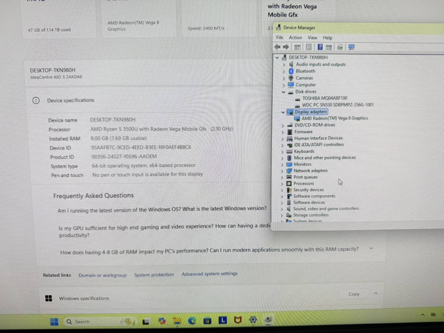 ออลอินวัน Lenovo ideacentre AIO 3 24ADA6(Ryzen5 3500U/8GB/M.2 256GB/1TB)+Adapter ไมค์ไม่ติด