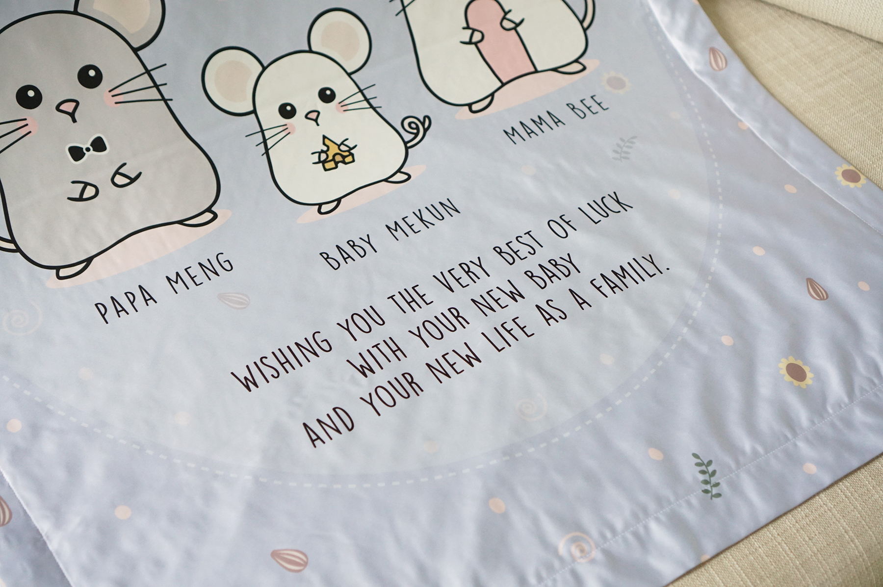 ผ้าห่มเด็ก ใส่ชื่อ ลาย Mini Mouse - Lavender