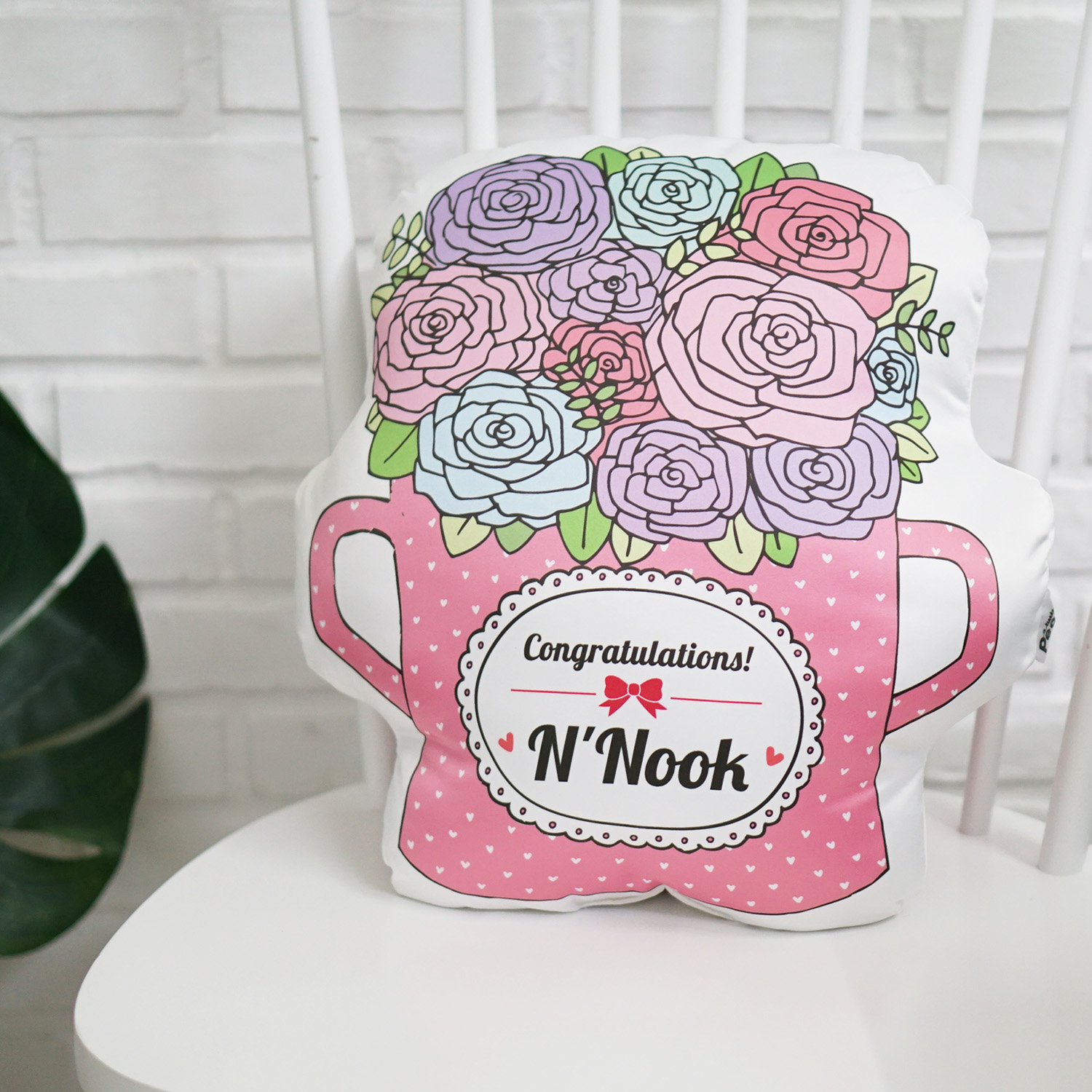 หมอนกระถางกุหลาบ Pastel Rose - Pink Bucket
