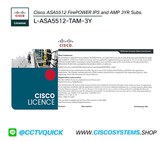L-ASA5512-TAM-3Y (Cisco ASA5512 FirePOWER IPS and AMP 3YR Subs.)