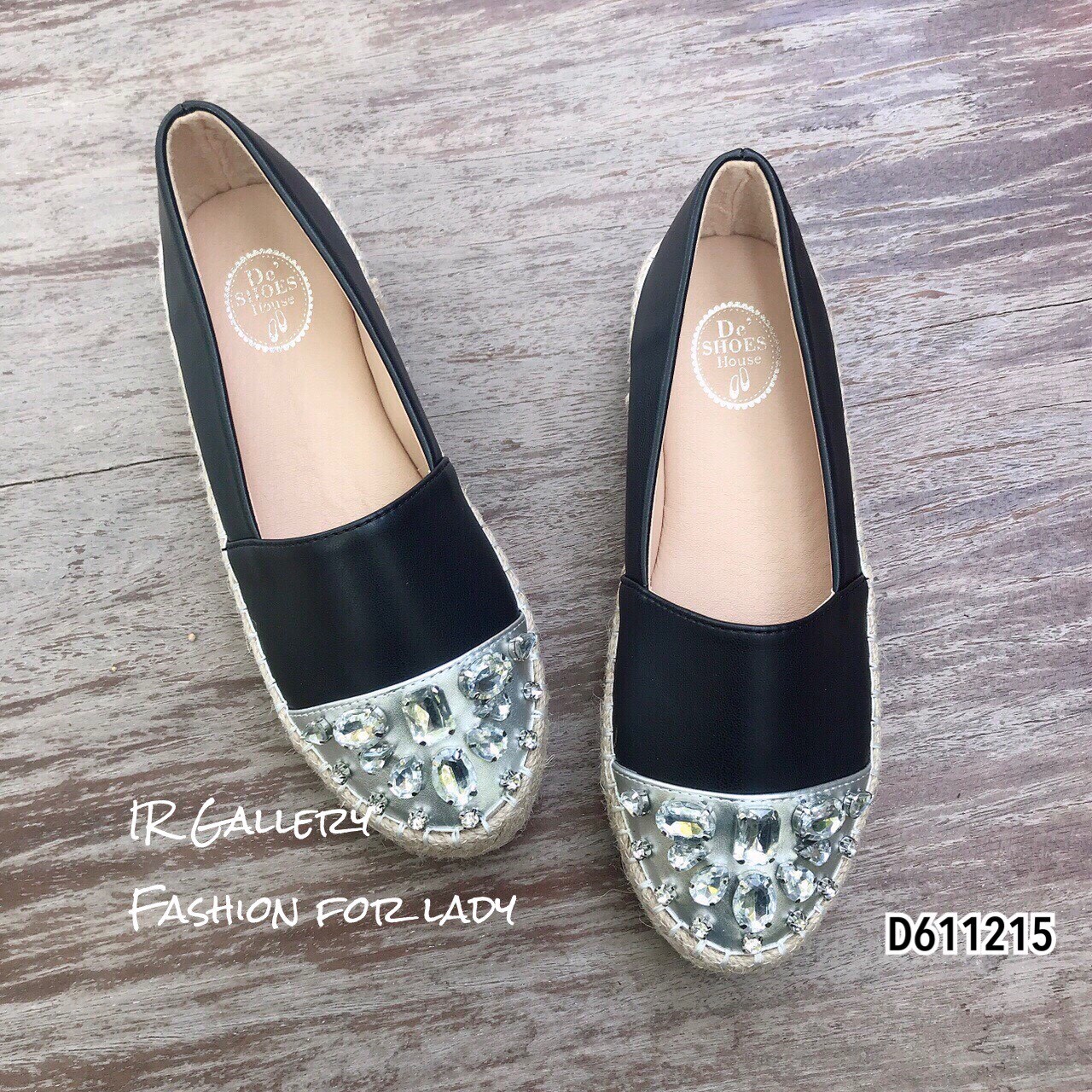 รองเท้าส้นปอ Style LYN (สีดำ)