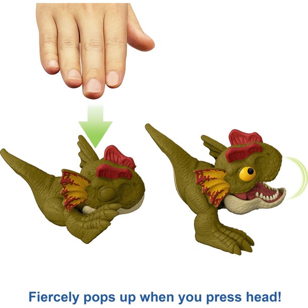 Mattel Jurassic World Uncaged Wild Pop Ups 3" Dilophosaurus (HFR13) แมทเทล จูราสสิค เวิลด์ ของเล่นแอ็กชั่นฟิกเกอร์ไดโนเสาร์ ไดโลโฟซอรัส